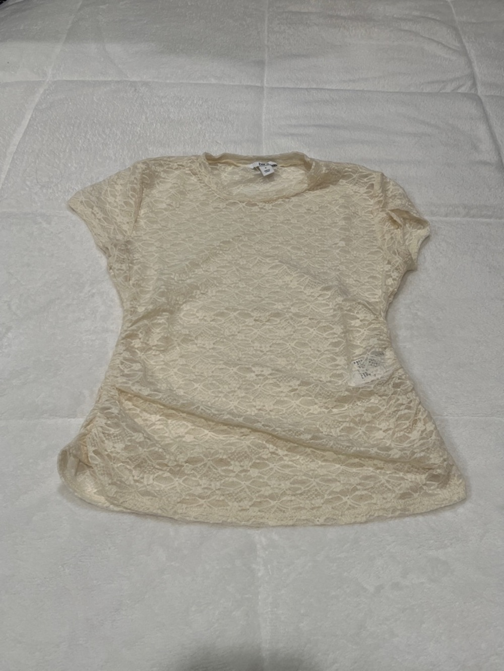 Women's Lace Short-Sleeve Tee in Cream